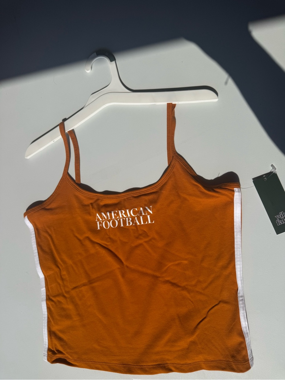 wild fable Rust Orange ‘American Football’ Crop Tank with White Side Stripes - Picture 2 of 6